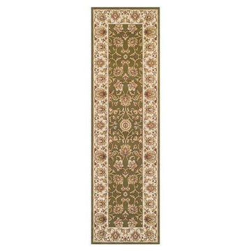 Kendra 3330 G Traditional Persian Classic Floral Vine Bordered Durable Easy-Care Low Profile Short Pile Green Runner-Melrose-Rug Love - The Most Loved Rug Store